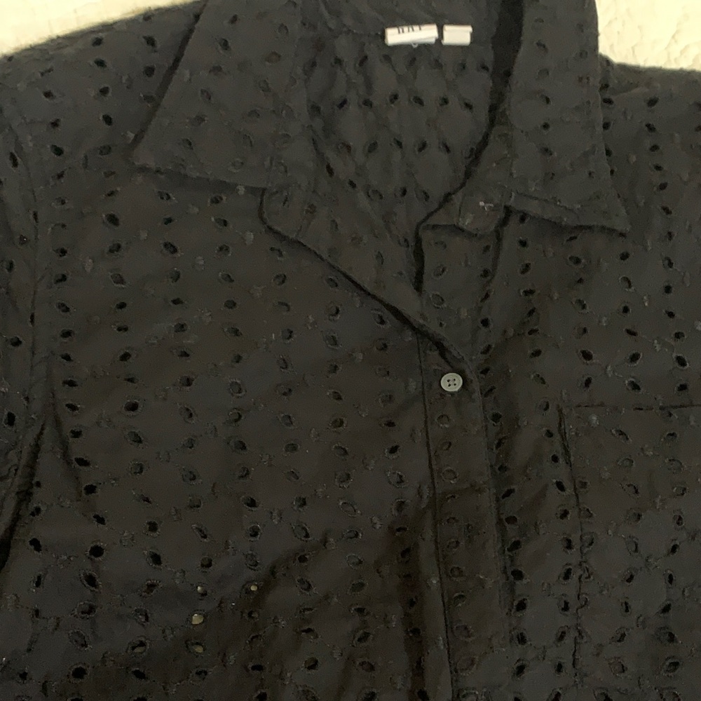 GAP Black Button-Down Eyelet Shirt - image 2